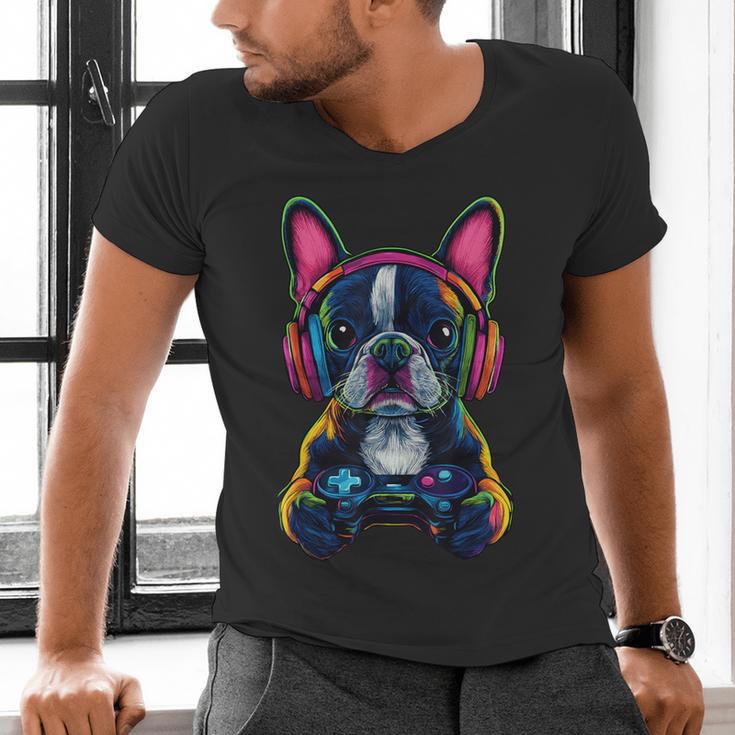 Boston Terrier Lovers Gaming Headphones Boston Terrier Men's V-Neck T-Shirt, gift for family, gift for coworker