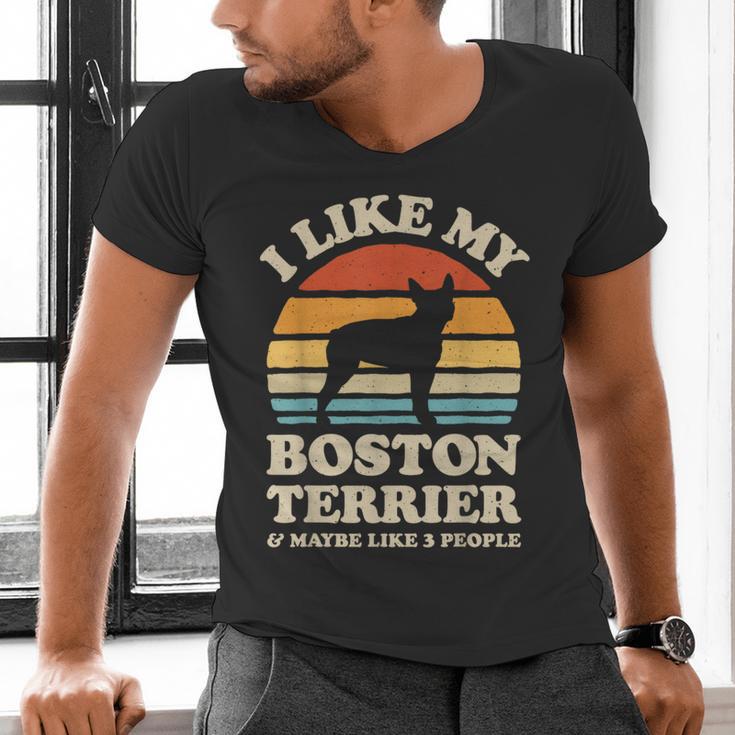 I Like My Boston Terrier And Maybe Like 3 People Dog Lover Men's V-Neck T-Shirt, gift for family, gift for coworker