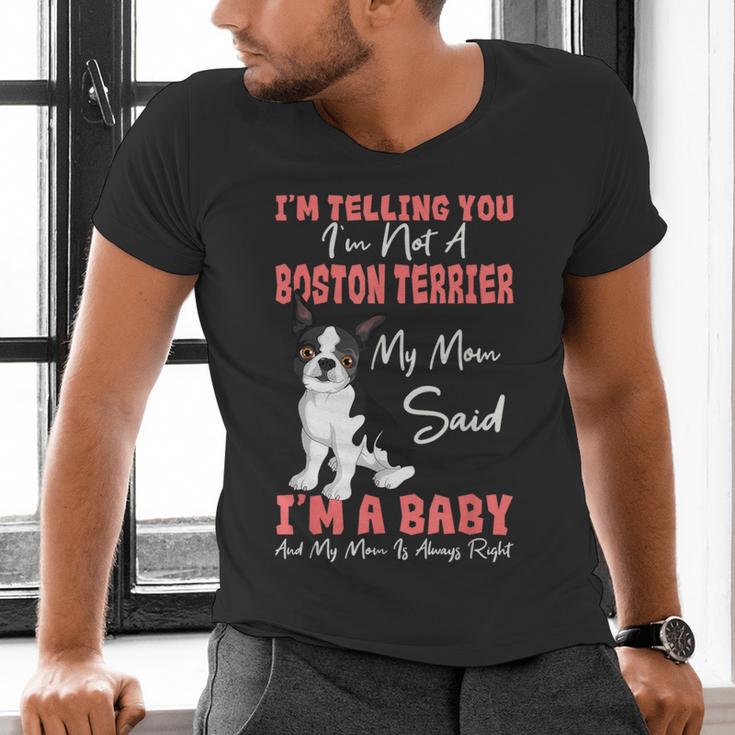 Boston Terrier Mom American Gentleman Dog Lover Mother's Day Men's V-Neck T-Shirt, Boston Terrier Mom Shirts, American Boston Terrier Shirts, gift for family, gift for coworker