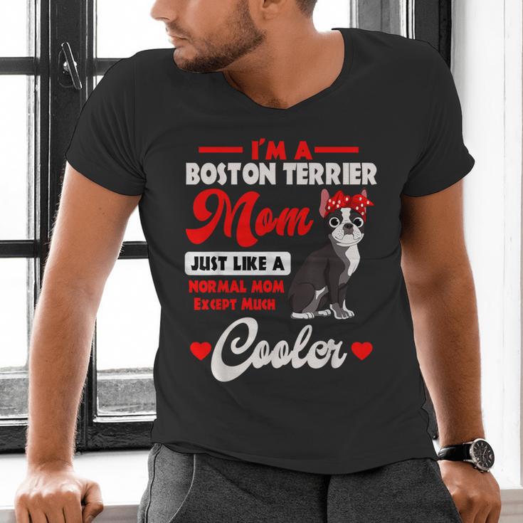 Boston Terrier Mom American Gentleman Dog Mother's Day Men's V-Neck T-Shirt, Boston Terrier Mom Shirts, American Boston Terrier Shirts, gift for family, gift for coworker