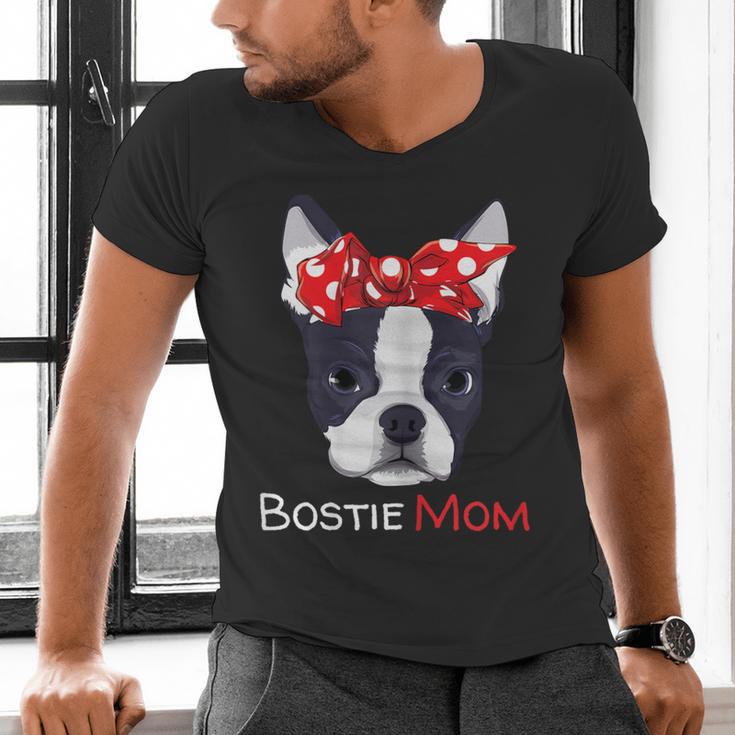 Boston Terrier Mom Bostie Women Girls Men's V-Neck T-Shirt, Boston Terrier Mom Shirts, gift for family, gift for coworker