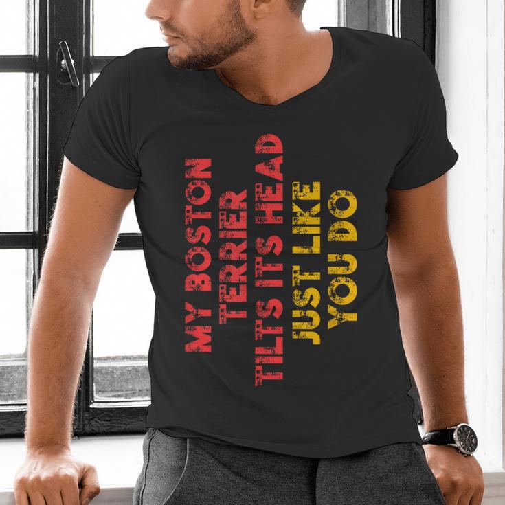 Boston Terrier Mom Dad Dog Lover Owner Women Men Men's V-Neck T-Shirt, Boston Terrier Dad Shirts, Boston Terrier Mom Shirts, gift for family, gift for coworker