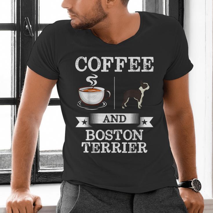 Boston Terrier Shirt Coffee And Boston Terrier Cute Dog For Men Women Girls Kids Men's V-Neck T-Shirt, gift for family, gift for coworker