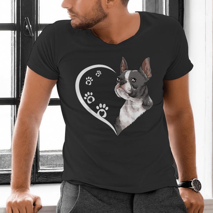 Boston Terrier Shirts For Women Girls Kids Heart Cute Men's V-Neck T-Shirt, gift for family, gift for coworker