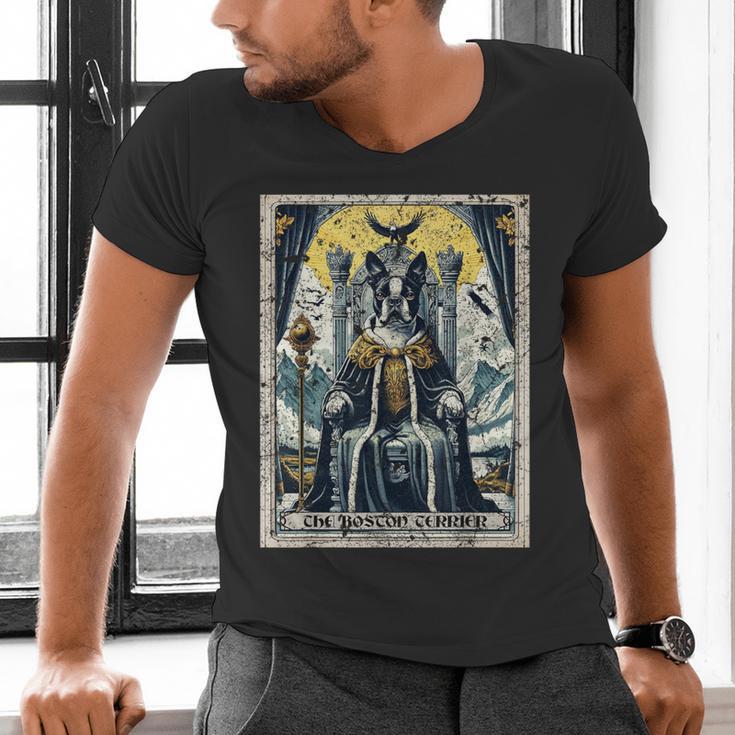 Boston Terrier Tarot Card Dog Men's V-Neck T-Shirt, Boston Terrier Tarot Shirts, gift for family, gift for coworker