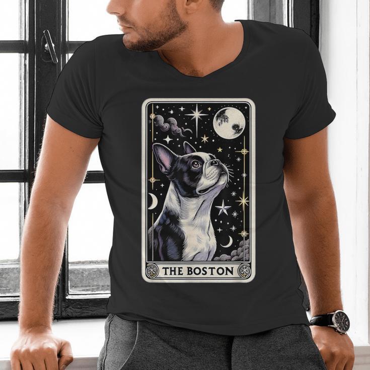 Boston Terrier Tarot Card Star With The Moon Men Women Kids Men's V-Neck T-Shirt, Boston Terrier Tarot Shirts, gift for family, gift for coworker