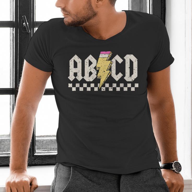 Boys Girls Teachers ABCD Rock Graphic Back To School Class Men's V-Neck T-Shirt, gift for family, gift for coworker Boys Girls Teachers ABCD Rock Graphic Back To School Class Men's V-Neck T-Shirt, gift for family, gift for coworker