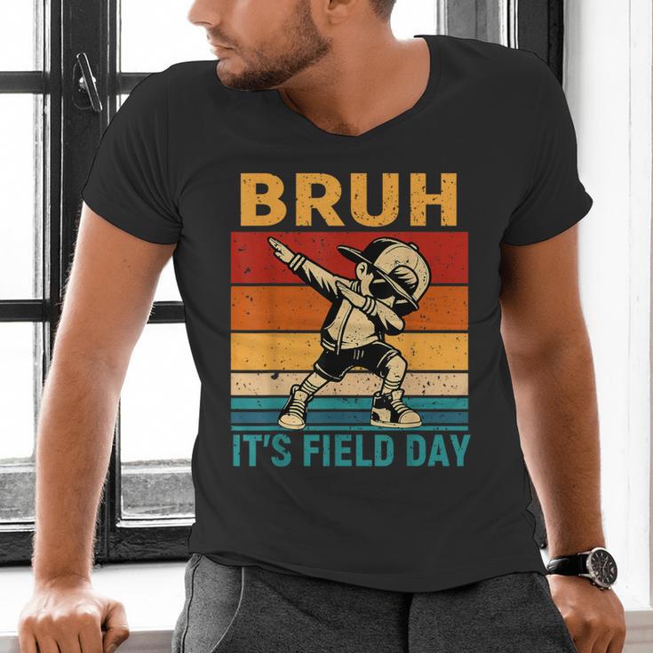 Bruh It's Field Day Teacher Happy Field Day Dabbing Boy Men's V-Neck T-Shirt, gift for family, gift for coworker
