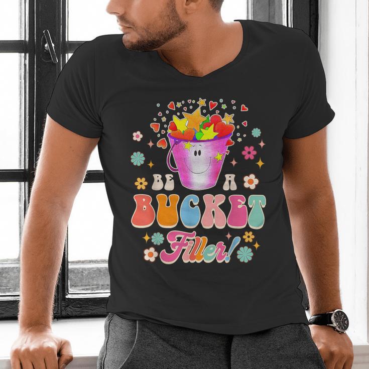 Be A Bucket Filler Teacher Teaching Groovy Back To School For Men Women Men's V-Neck T-Shirt, Groovy Teacher Shirts, gift for family, gift for coworker