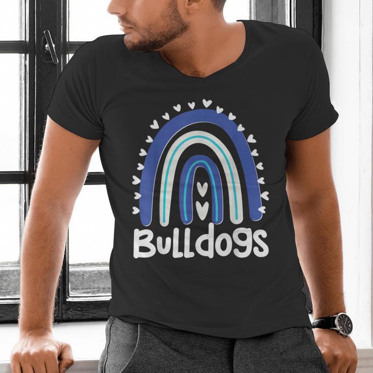 Bulldogs School Mascot Rainbow Teacher Lover Men's V-Neck T-Shirt, gift for family, gift for coworker Bulldogs School Mascot Rainbow Teacher Lover Men's V-Neck T-Shirt, gift for family, gift for coworker