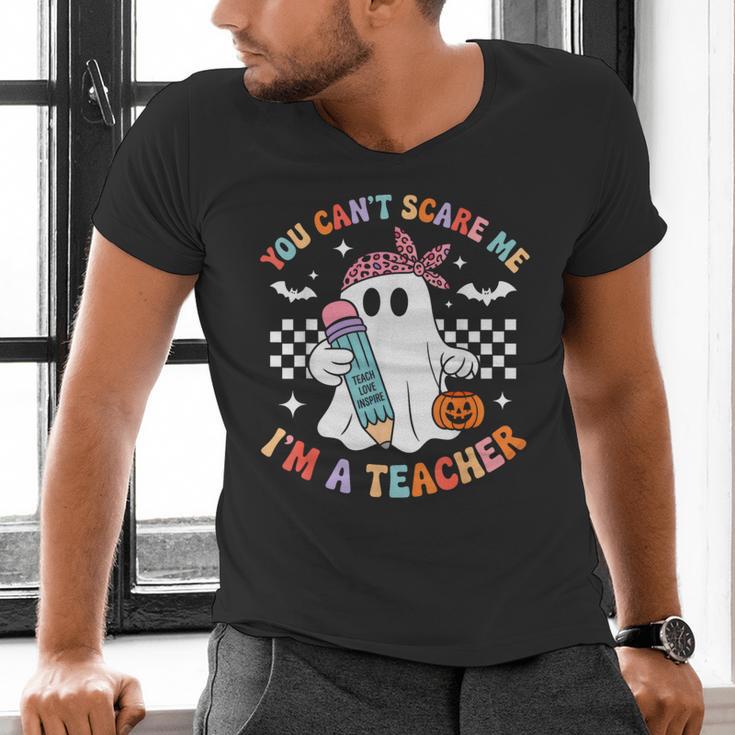You Can't Scare Me I'm A Teacher Ghost Happy Halloween Men's V-Neck T-Shirt, gift for family, gift for coworker You Can't Scare Me I'm A Teacher Ghost Happy Halloween Men's V-Neck T-Shirt, gift for family, gift for coworker