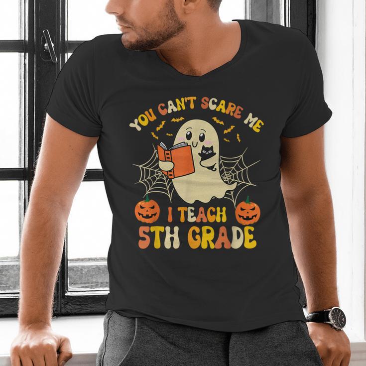 You Can't Scare Me I Teach 5th Grade Teacher Halloween Ghost Men's V-Neck T-Shirt, gift for family, gift for coworker