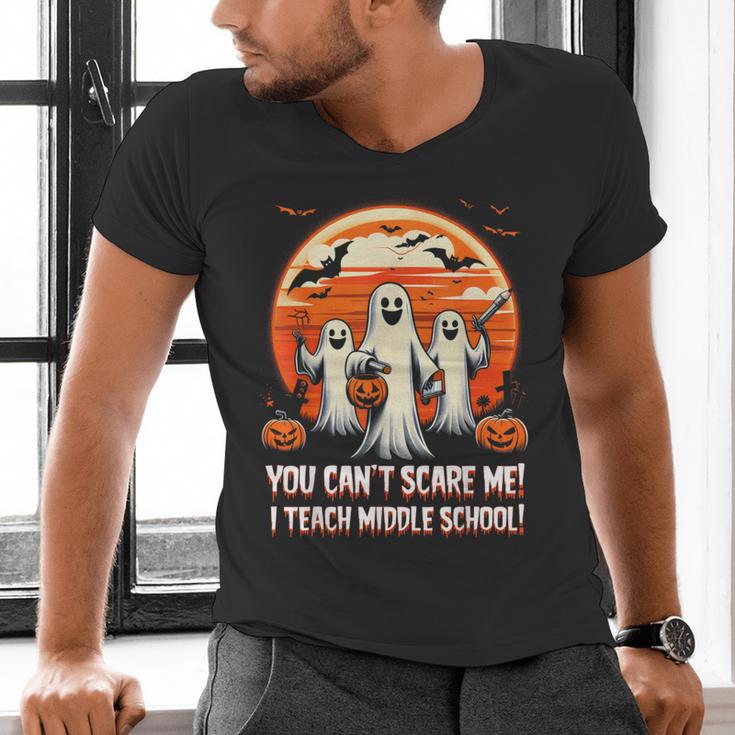 You Can't Scare Me I Teach Middle School Teacher Halloween Men's V-Neck T-Shirt, gift for family, gift for coworker