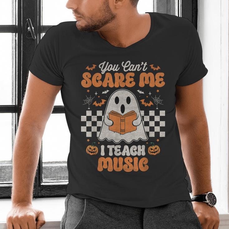 You Can't Scare Me I Teach Music Retro Teacher Halloween Men's V-Neck T-Shirt, gift for family, gift for coworker