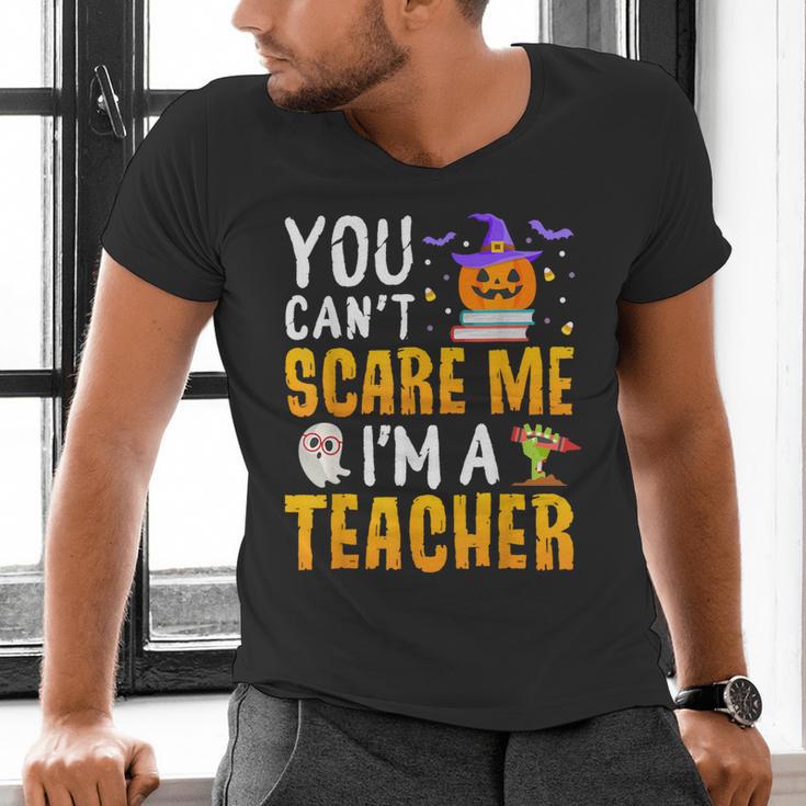 You Cant Scare Me Im A Teacher Halloween Trick Or Teach 2024 Men's V-Neck T-Shirt, gift for family, gift for coworker You Cant Scare Me Im A Teacher Halloween Trick Or Teach 2024 Men's V-Neck T-Shirt, gift for family, gift for coworker