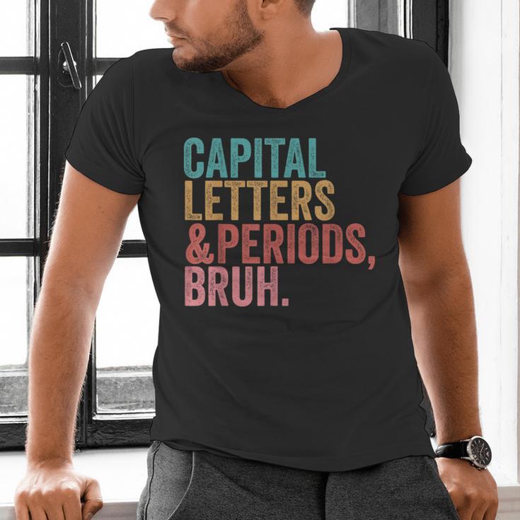 Capital Letters And Periods Bruh Teacher Men's V-Neck T-Shirt, gift for family, gift for coworker