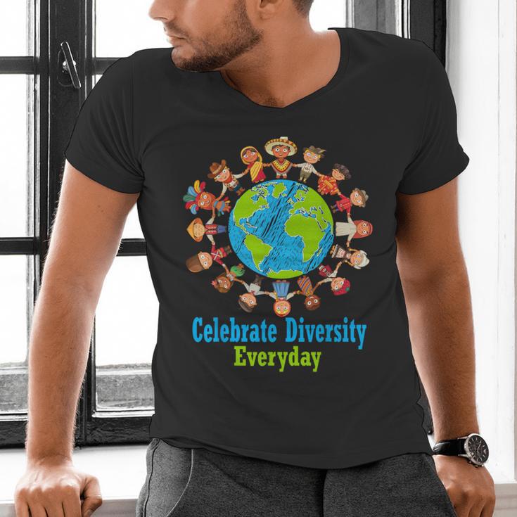Celebrate Diversity Everyday Teachers & School Student Gift Men's V-Neck T-Shirt, gift for family, gift for coworker