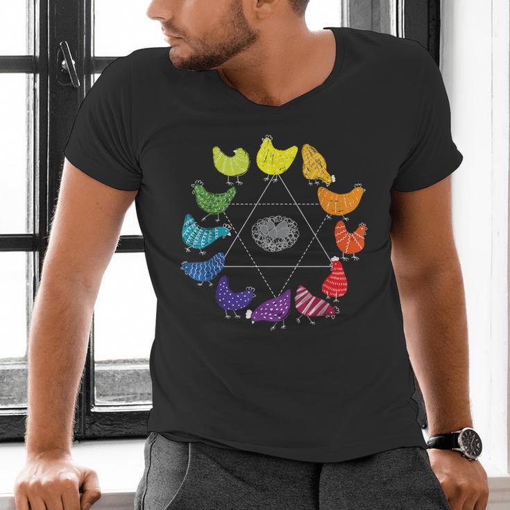 Chicken Themed Color Wheel Educational Art Teacher Artist Men Women Girls Kids Men's V-Neck T-Shirt, gift for family, gift for coworker Chicken Themed Color Wheel Educational Art Teacher Artist Men Women Girls Kids Men's V-Neck T-Shirt, gift for family, gift for coworker