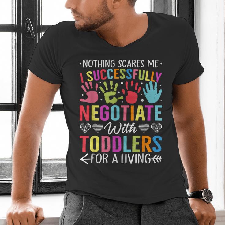 Childcare Teacher Negotiate With Toddlers Daycare Provider Men Women Girls Kids Men's V-Neck T-Shirt, gift for family, gift for coworker