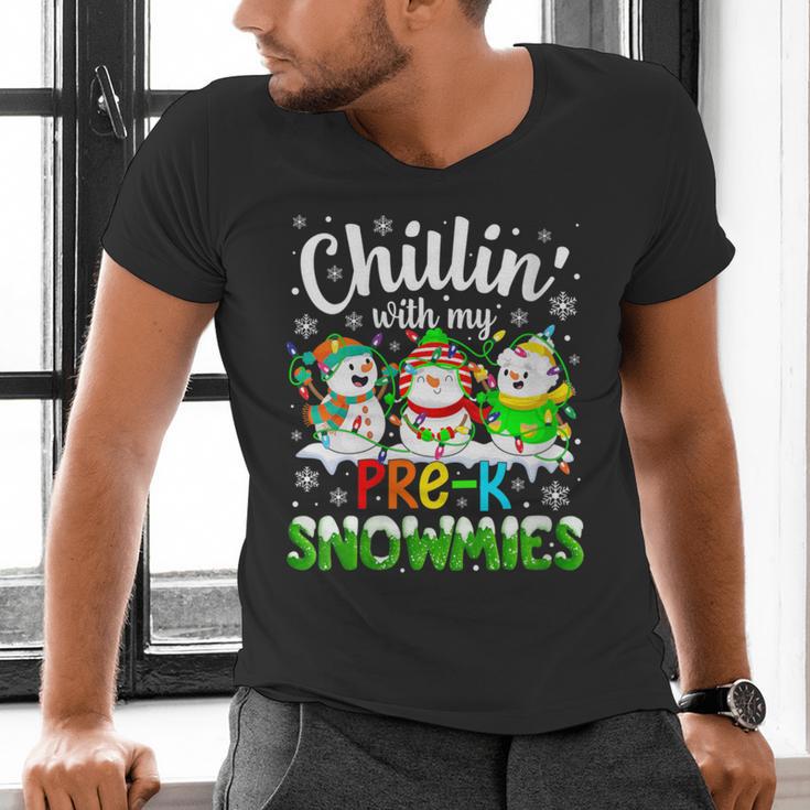 Chillin With My Pre-K Snowmies Christmas Teacher Xmas Men's V-Neck T-Shirt, gift for family, gift for coworker Chillin With My Pre-K Snowmies Christmas Teacher Xmas Men's V-Neck T-Shirt, gift for family, gift for coworker