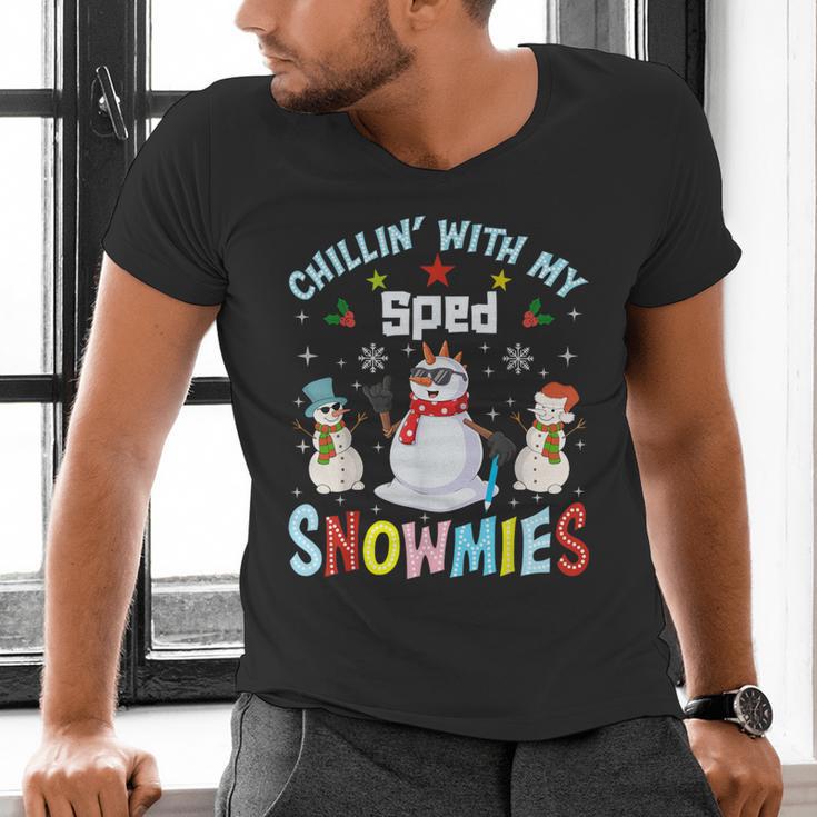 Chillin With My Sped Snowmies Teacher Student Christmas Men's V-Neck T-Shirt, gift for family, gift for coworker Chillin With My Sped Snowmies Teacher Student Christmas Men's V-Neck T-Shirt, gift for family, gift for coworker