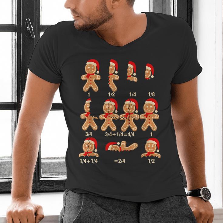 Christmas Math Teacher Equation Gingerbread With Santa Hat Men Women Men's V-Neck T-Shirt, gift for family, gift for coworker