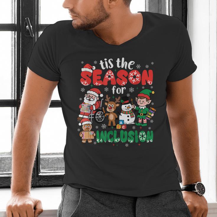 Christmas Sped Teacher Tis The Season For Inclusion Women Men's V-Neck T-Shirt, gift for family, gift for coworker