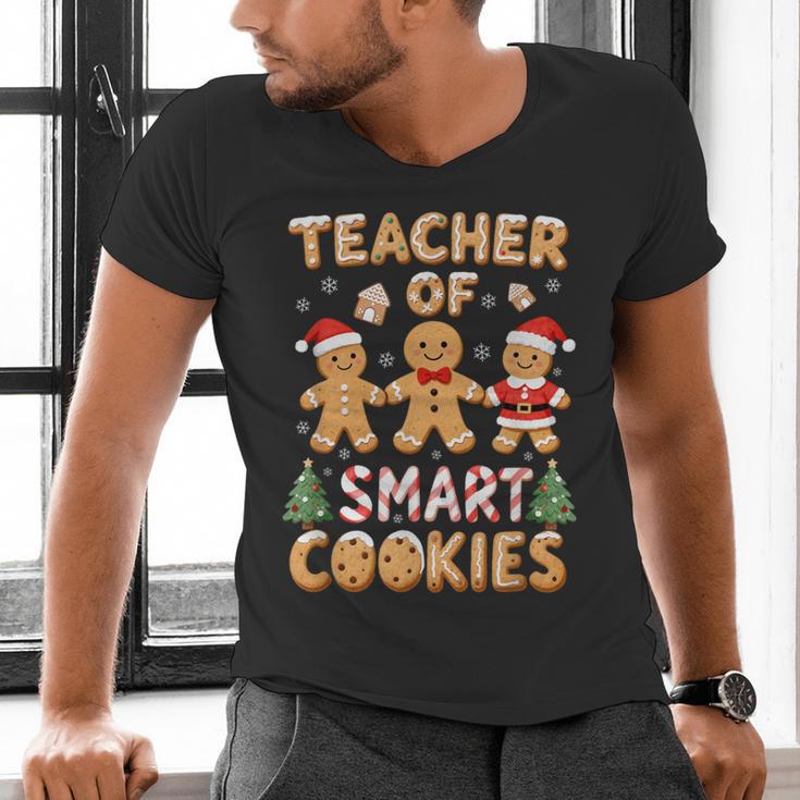 Christmas Teacher Of Smart Cookies Gingerbread Man Teaching Men's V-Neck T-Shirt, gift for family, gift for coworker