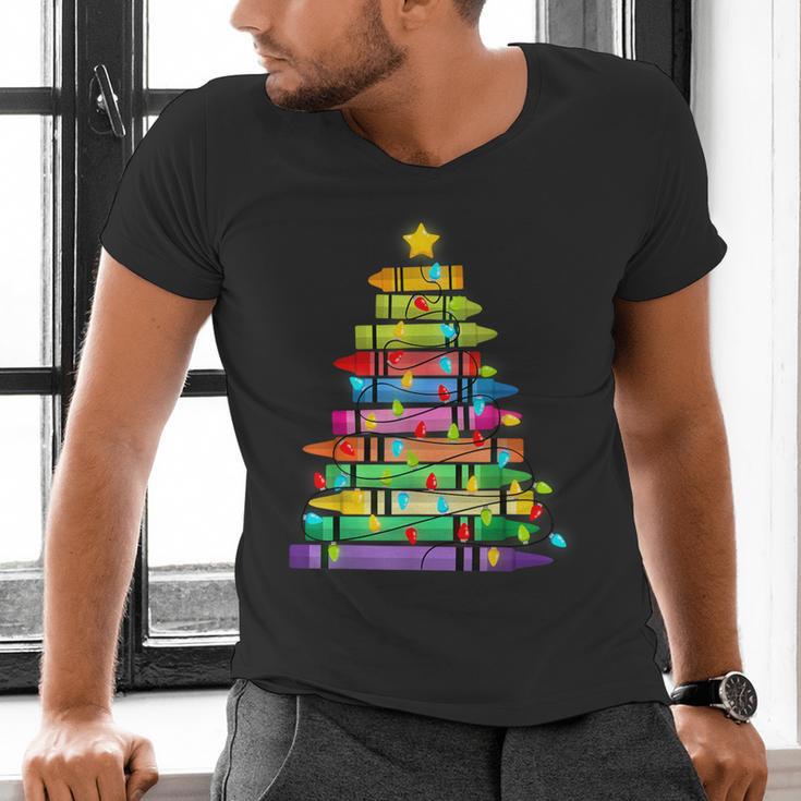Christmas Tree Made Of Crayons School Teacher Life Student Men's V-Neck T-Shirt, gift for family, gift for coworker Christmas Tree Made Of Crayons School Teacher Life Student Men's V-Neck T-Shirt, gift for family, gift for coworker