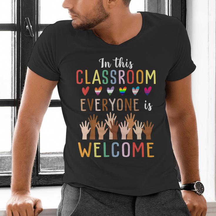 In This Classroom Everyone Is Welcome For Teacher Men's V-Neck T-Shirt, gift for family, gift for coworker In This Classroom Everyone Is Welcome For Teacher Men's V-Neck T-Shirt, gift for family, gift for coworker