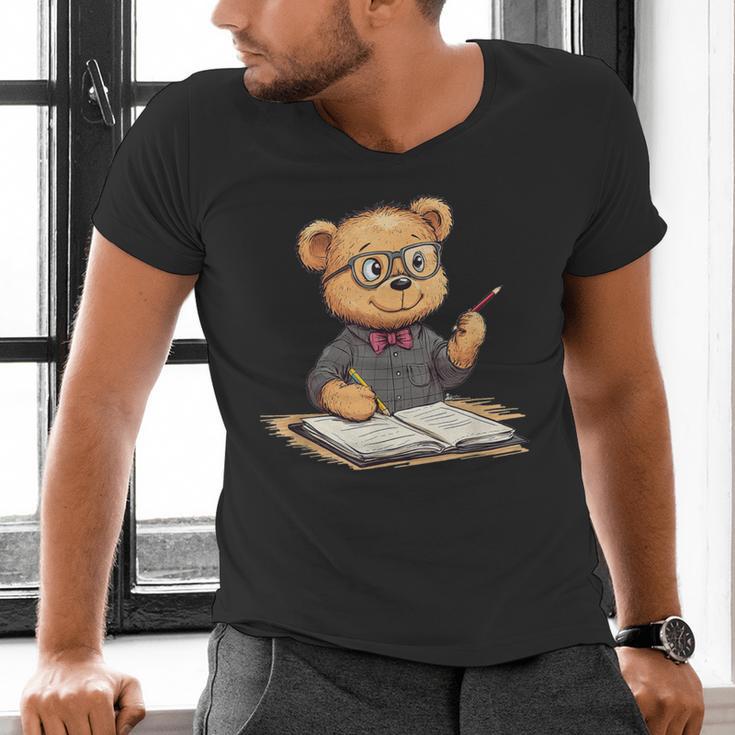 Classroom Fun With Teddy Bear Teacher Men's V-Neck T-Shirt, gift for family, gift for coworker