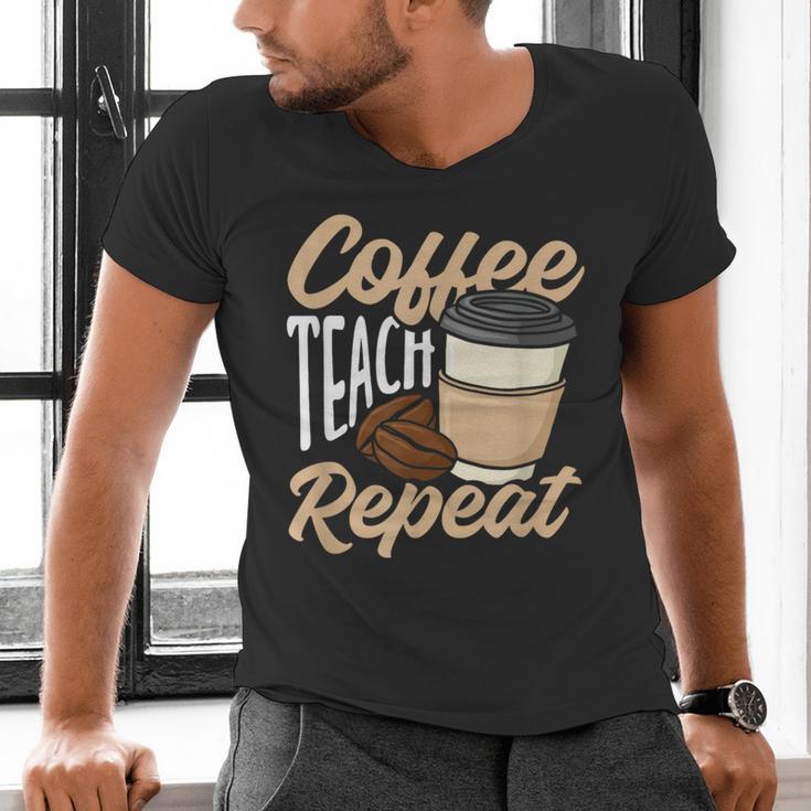 Coffee Teach Repeat Teacher Men's V-Neck T-Shirt, gift for family, gift for coworker Coffee Teach Repeat Teacher Men's V-Neck T-Shirt, gift for family, gift for coworker