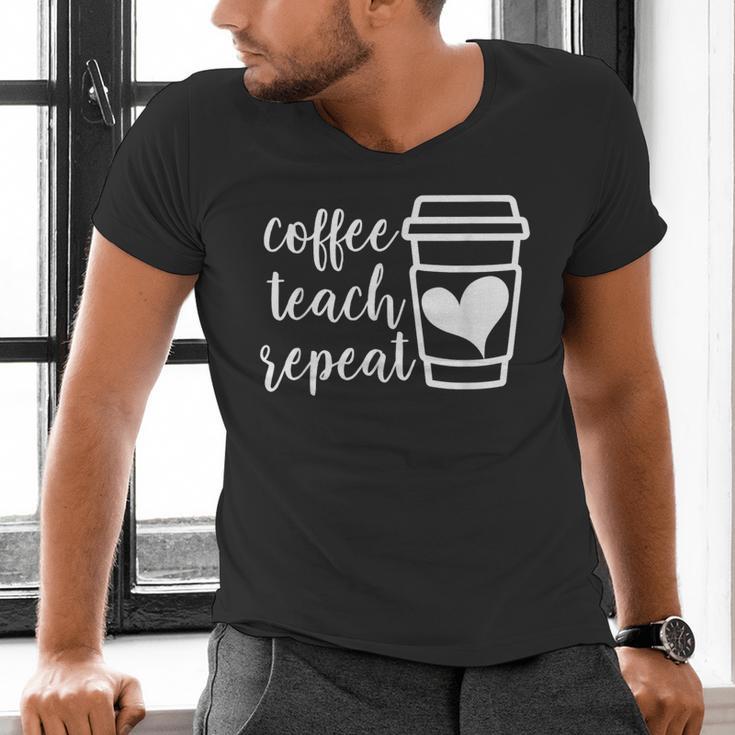 Coffee Teach Repeat Women's Misses Plus Size Teacher Men's V-Neck T-Shirt, gift for family, gift for coworker Coffee Teach Repeat Women's Misses Plus Size Teacher Men's V-Neck T-Shirt, gift for family, gift for coworker