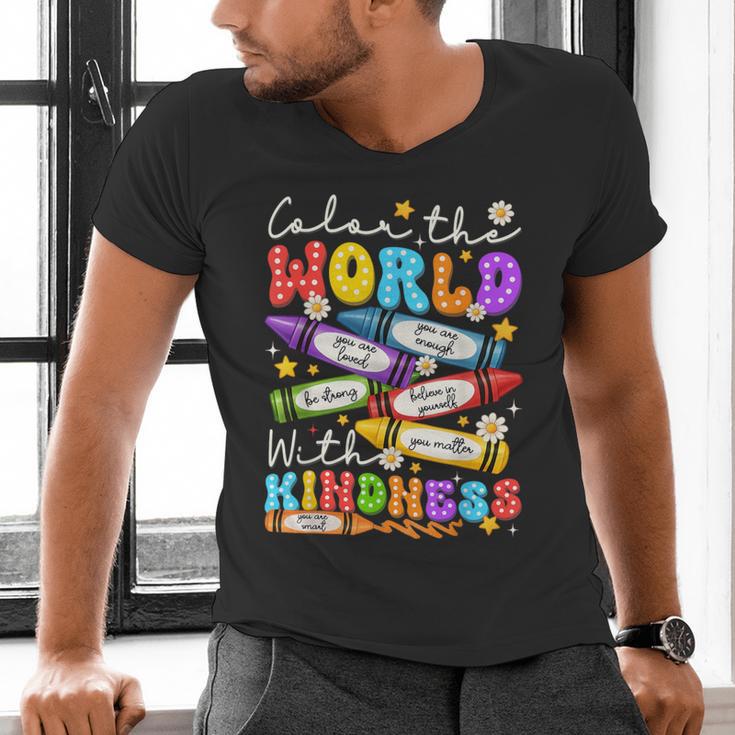 Color The World With Kindness Crayon Positivity Teacher Men's V-Neck T-Shirt, gift for family, gift for coworker Color The World With Kindness Crayon Positivity Teacher Men's V-Neck T-Shirt, gift for family, gift for coworker