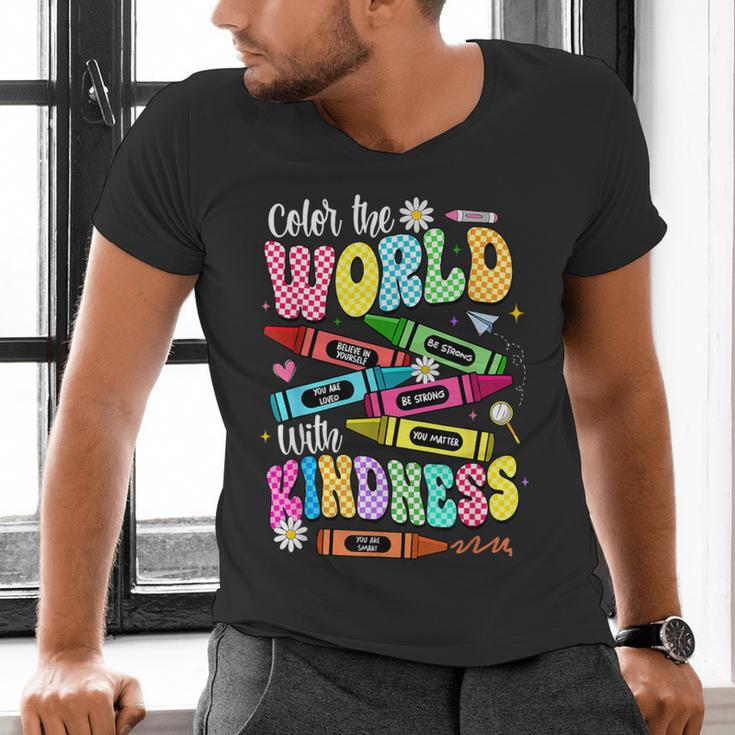Color The World With Kindness Teacher Back To School Men's V-Neck T-Shirt, gift for family, gift for coworker Color The World With Kindness Teacher Back To School Men's V-Neck T-Shirt, gift for family, gift for coworker