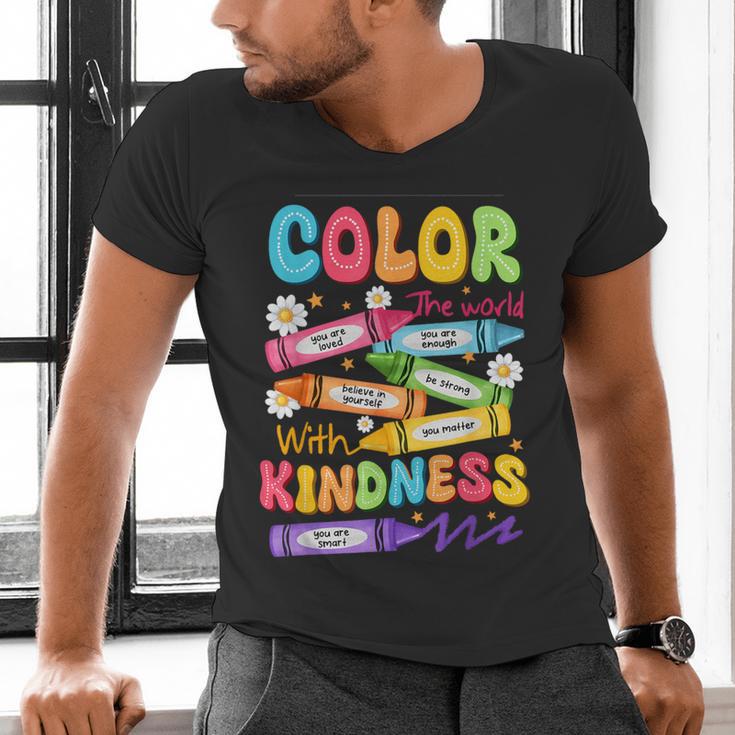 Color The World With Kindness Teachers Back To School Men's V-Neck T-Shirt, gift for family, gift for coworker Color The World With Kindness Teachers Back To School Men's V-Neck T-Shirt, gift for family, gift for coworker