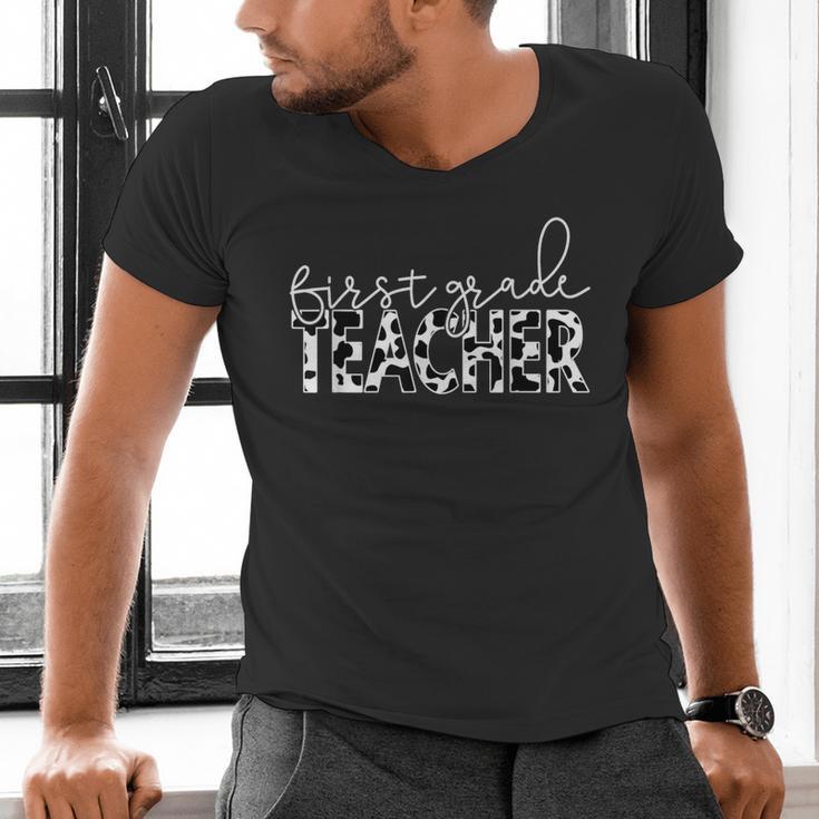 Cow Print For Elementary School First Grade Teachers Men's V-Neck T-Shirt, First Grade Teacher Shirts, gift for family, gift for coworker Cow Print For Elementary School First Grade Teachers Men's V-Neck T-Shirt, First Grade Teacher Shirts, gift for family, gift for coworker