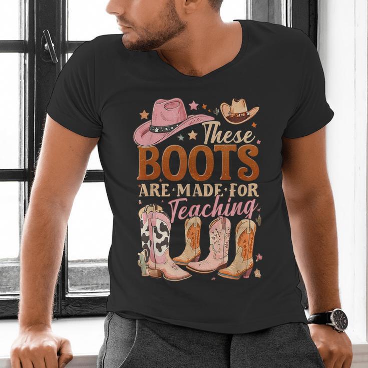 Cowboy Teacher These Boots Are Made-For Teaching School Men's V-Neck T-Shirt, gift for family, gift for coworker Cowboy Teacher These Boots Are Made-For Teaching School Men's V-Neck T-Shirt, gift for family, gift for coworker
