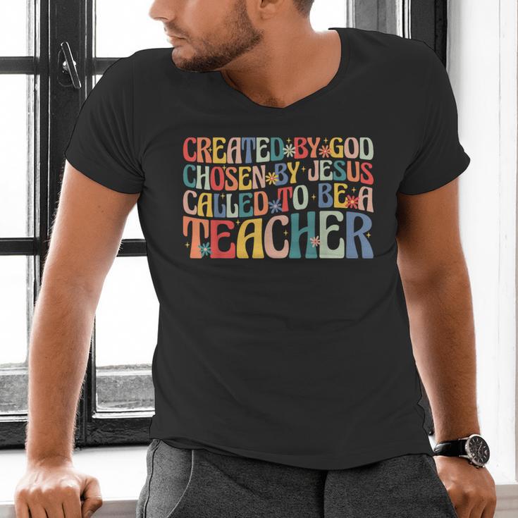 Created By God Chosen By Jesus Called To Be a Teacher Men's V-Neck T-Shirt, gift for family, gift for coworker Created By God Chosen By Jesus Called To Be a Teacher Men's V-Neck T-Shirt, gift for family, gift for coworker