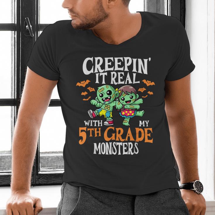 Creepin It Real Monster School 5th Grade Teacher Halloween Men's V-Neck T-Shirt, gift for family, gift for coworker Creepin It Real Monster School 5th Grade Teacher Halloween Men's V-Neck T-Shirt, gift for family, gift for coworker