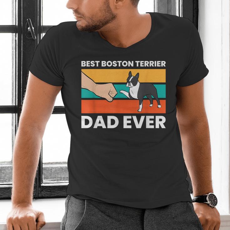 Cute Boston Terrier Best Boston Terrier Dad Ever Men's V-Neck T-Shirt, Boston Terrier Dad Shirts, gift for family, gift for coworker