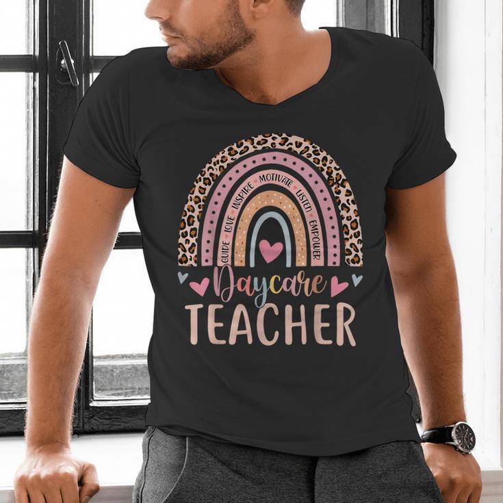 Cute Daycare Teacher Rainbow Leopard Print Childcare Worker Men's V-Neck T-Shirt, gift for family, gift for coworker Cute Daycare Teacher Rainbow Leopard Print Childcare Worker Men's V-Neck T-Shirt, gift for family, gift for coworker
