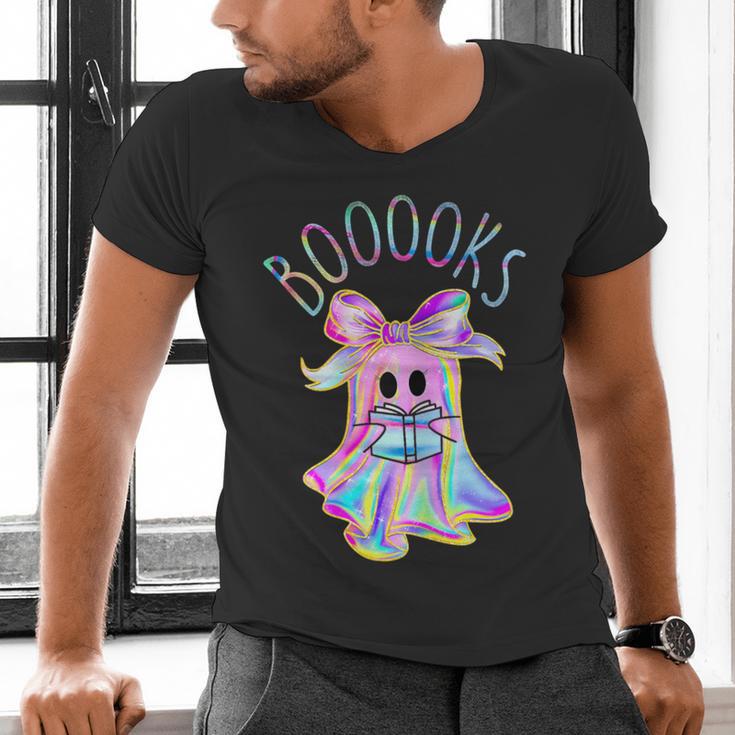 Cute Ghost Book Reading Halloween Teacher Top Girls Women Men's V-Neck T-Shirt, gift for family, gift for coworker Cute Ghost Book Reading Halloween Teacher Top Girls Women Men's V-Neck T-Shirt, gift for family, gift for coworker