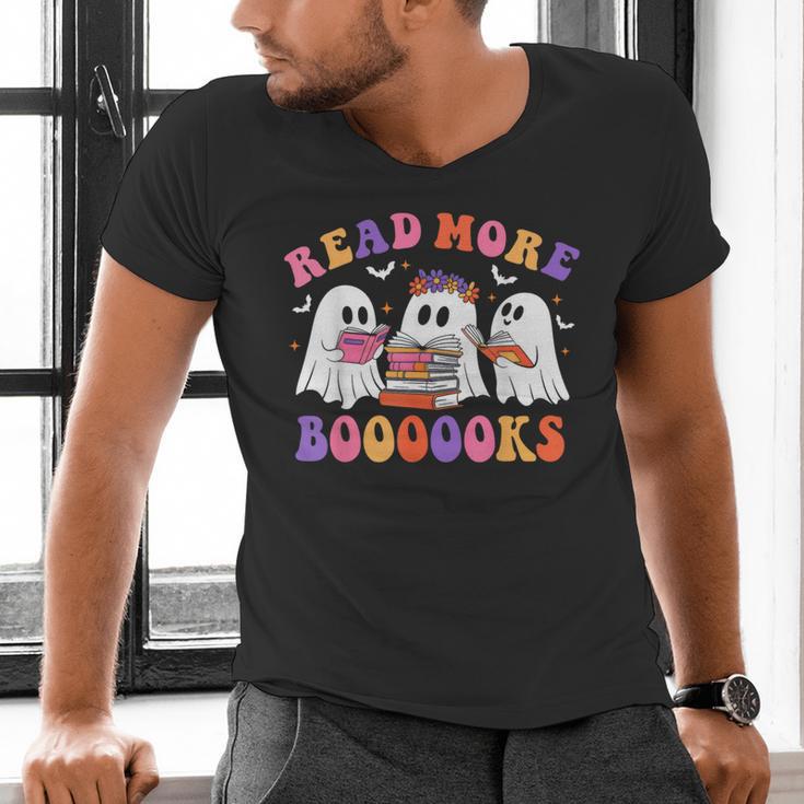 Cute Ghost Read More Books Lover Teacher Halloween Costume Men's V-Neck T-Shirt, gift for family, gift for coworker