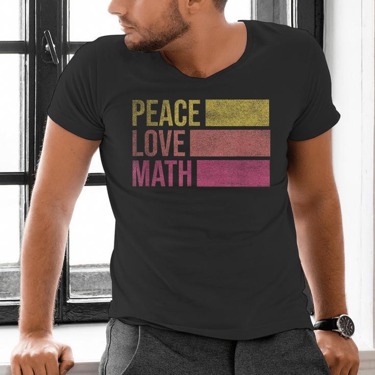 Cute Math Teacher Peace Love Math Men's V-Neck T-Shirt, gift for family, gift for coworker