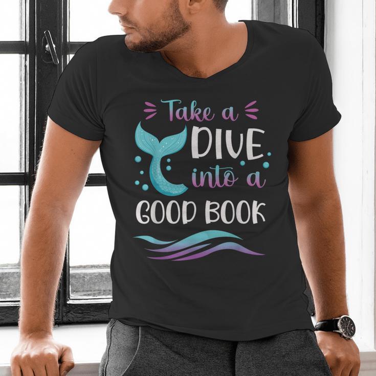 Cute Mermaid Librarian Teacher Dive Into A Good Book Reading Men's V-Neck T-Shirt, gift for family, gift for coworker Cute Mermaid Librarian Teacher Dive Into A Good Book Reading Men's V-Neck T-Shirt, gift for family, gift for coworker
