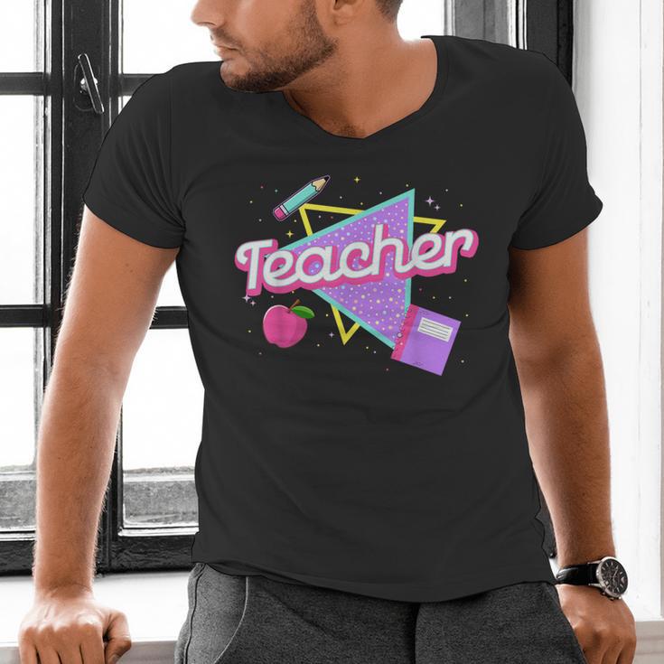 Cute Teacher Shirt 80's 90's Style Retro Old School Teacher For Men Women Men's V-Neck T-Shirt, gift for family, gift for coworker