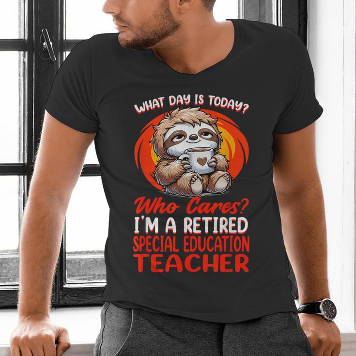 What Day Is Today Retired Special Education Teacher Men's V-Neck T-Shirt, gift for family, gift for coworker What Day Is Today Retired Special Education Teacher Men's V-Neck T-Shirt, gift for family, gift for coworker