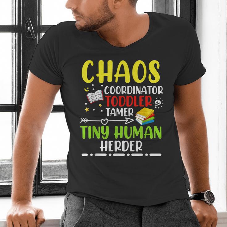 Daycare Teacher School Chaos Coordinator Toddler Tamer For Men Women Kids Men's V-Neck T-Shirt, gift for family, gift for coworker