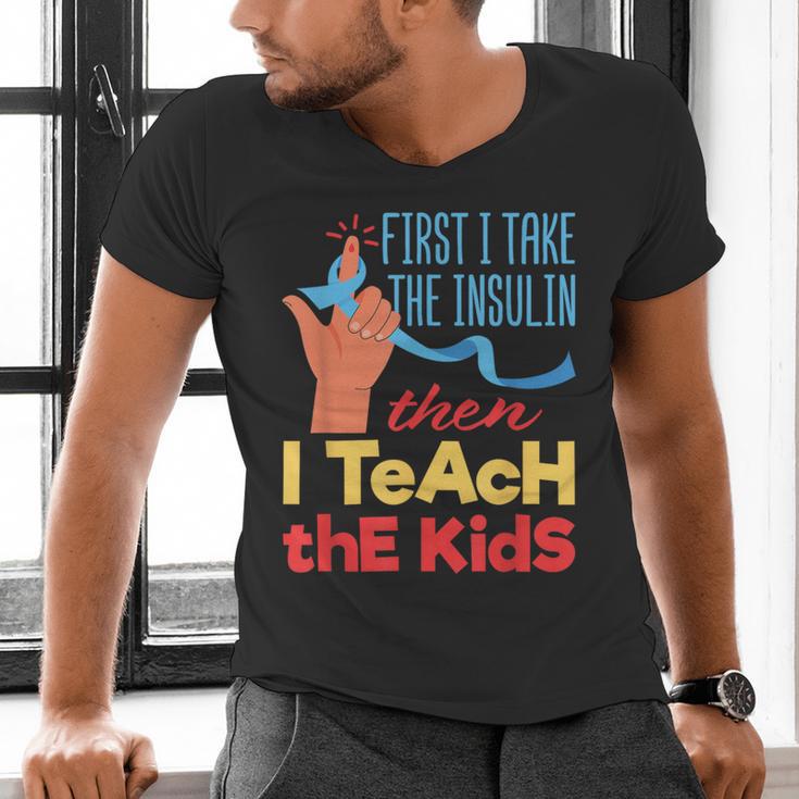 Diabetic Teacher Diabetes Awareness Insulin Blue Ribbon Men's V-Neck T-Shirt, gift for family, gift for coworker Diabetic Teacher Diabetes Awareness Insulin Blue Ribbon Men's V-Neck T-Shirt, gift for family, gift for coworker